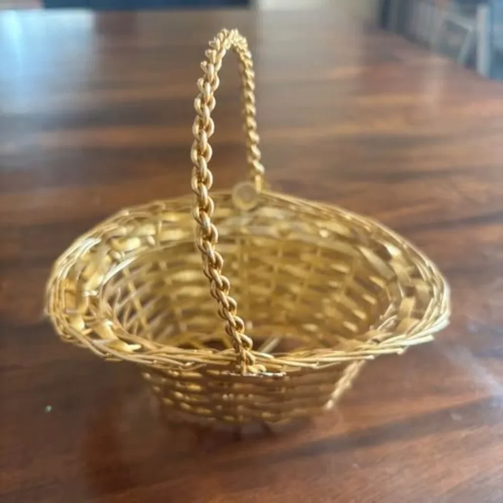 Vintage Gold Woven Wire Basket